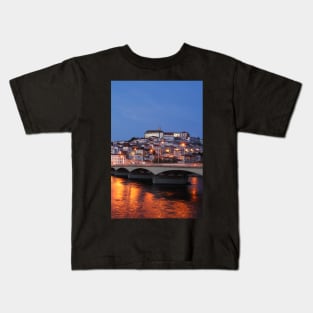 Old town, river, Mondego, Coimbra, Portugal, city, evening, dusk Kids T-Shirt